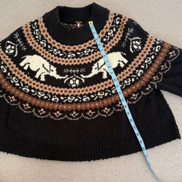 Free People Oversized boxy boucle Nellie Fair Isle Elephant Cozy Sweater 🐘 ❤️ - Picture 8 of 10